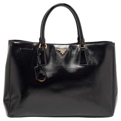 Prada Black Saffiano Patent Leather Large Gardener's Tote