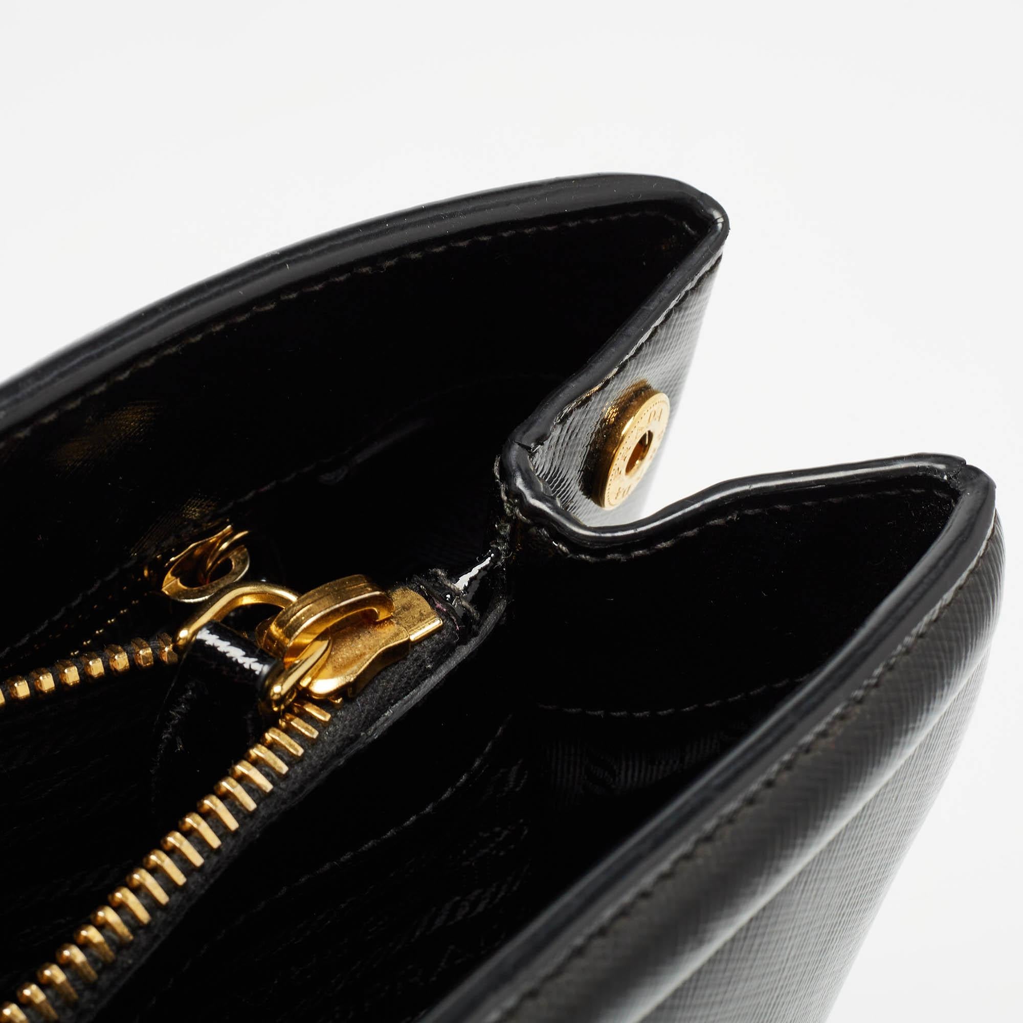 Prada Black Saffiano Patent Leather Parabole Tote 2