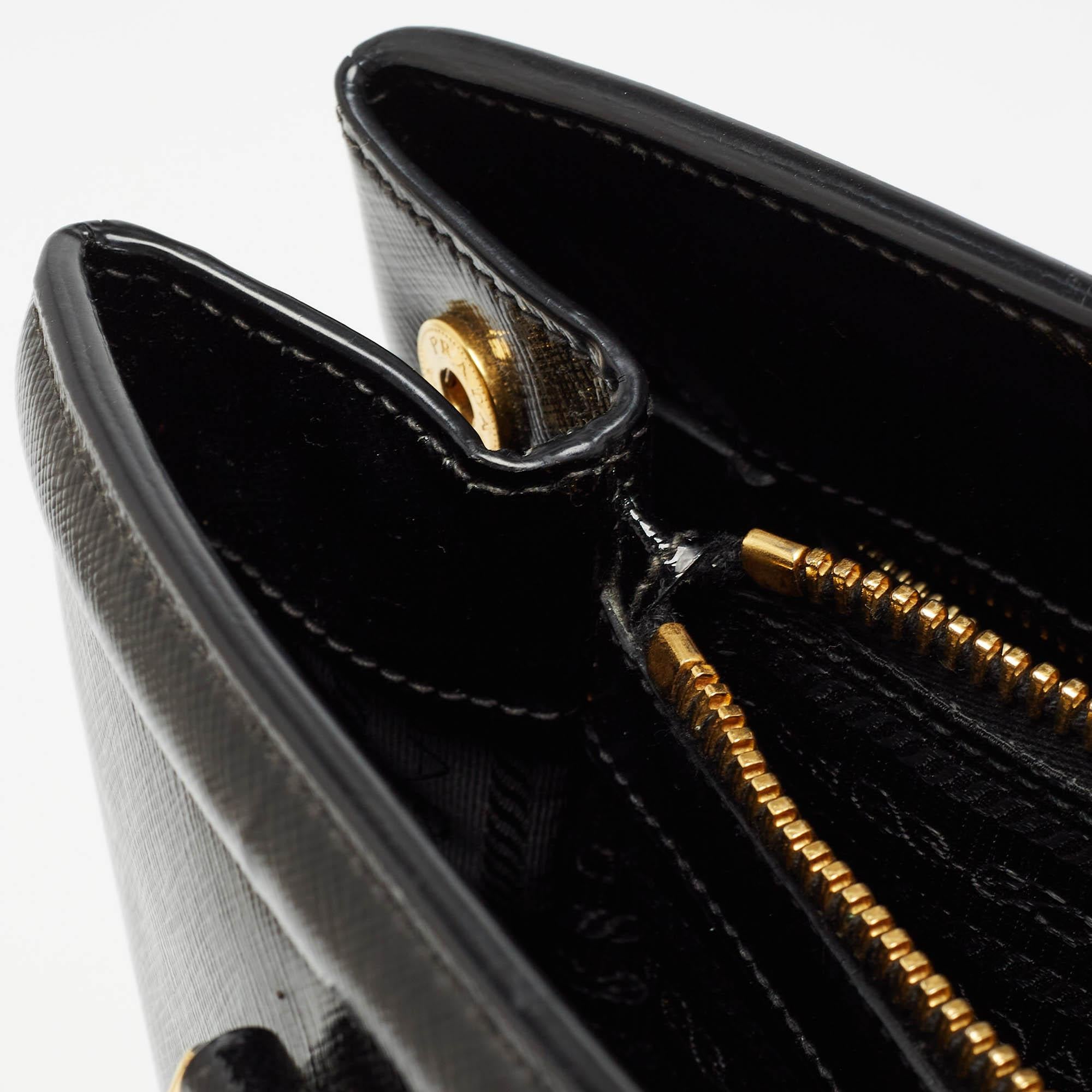 Prada Black Saffiano Patent Leather Parabole Tote 3