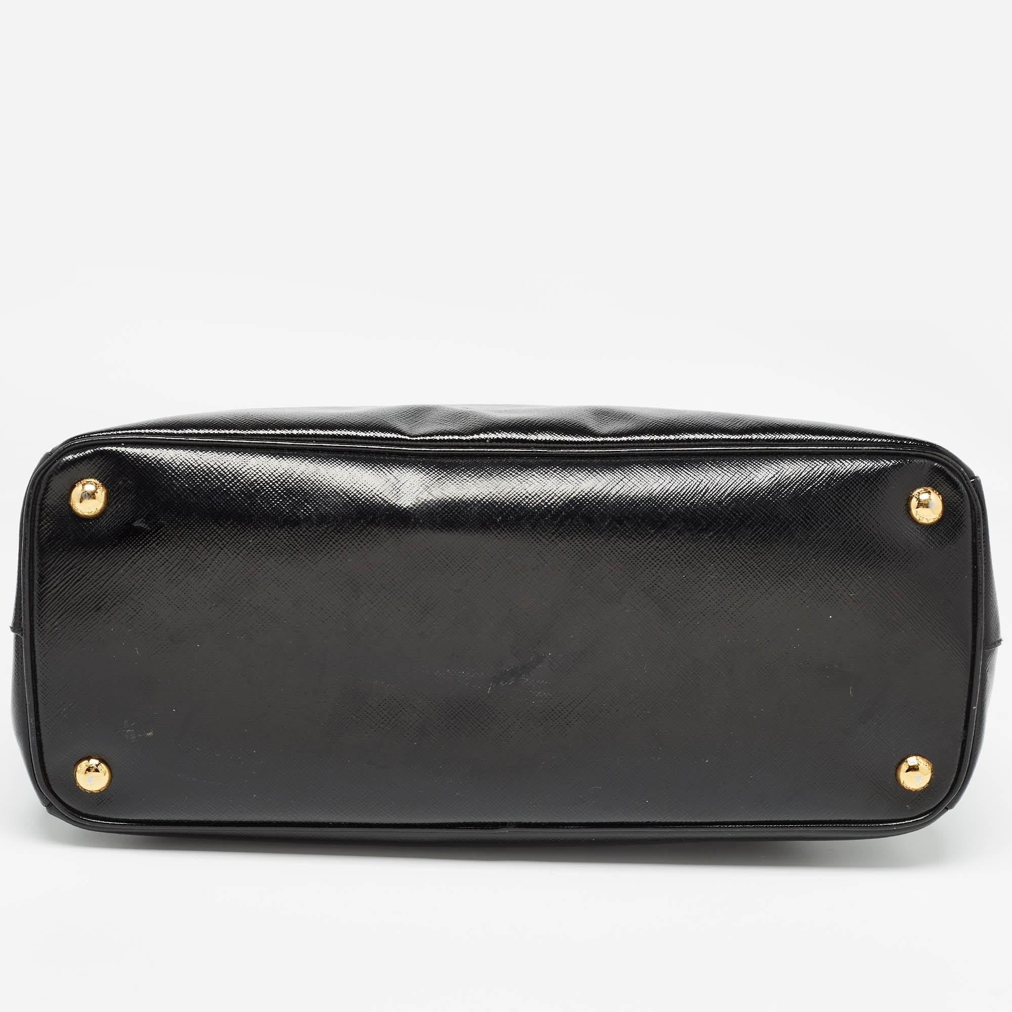 Prada Black Saffiano Patent Leather Parabole Tote 4