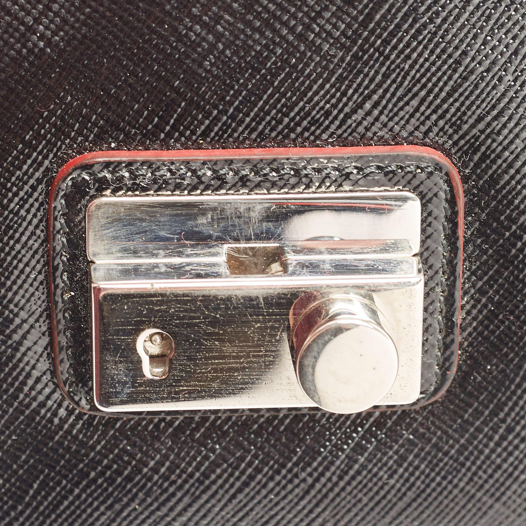 Prada Black Saffiano Patent Leather Sound Chain Shoulder Bag 3