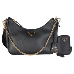 Prada Black Saffiano Re-Edition 2005 Shoulder Bag