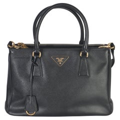 Prada Black Saffiano Small Galleria Double Zip Tote