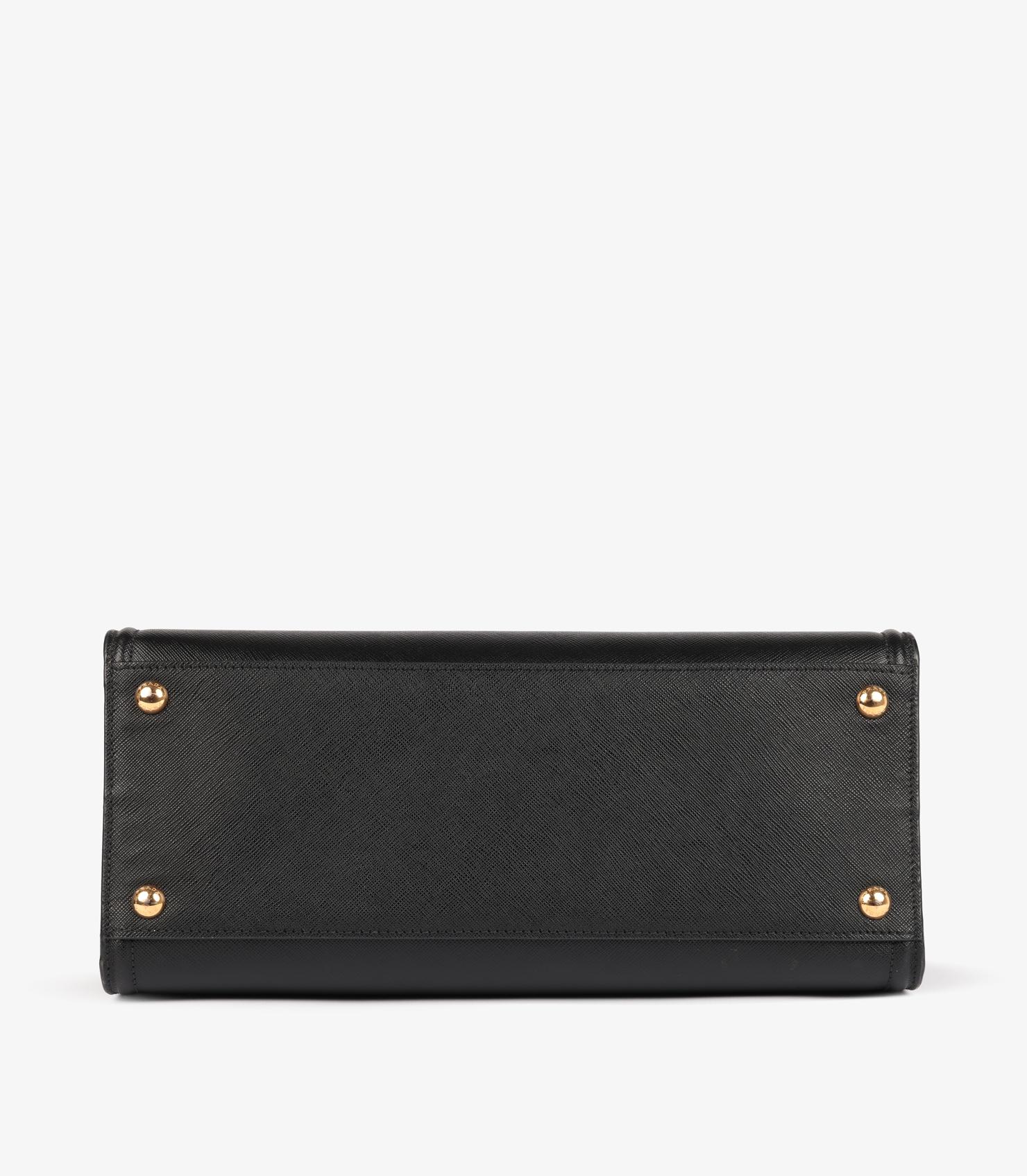 Prada, Tote media in pelle saffiano e morbida di vitello nera in vendita 1