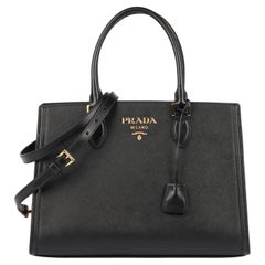 Prada Black Saffiano 
Soft Calfskin Leather Medium Tote