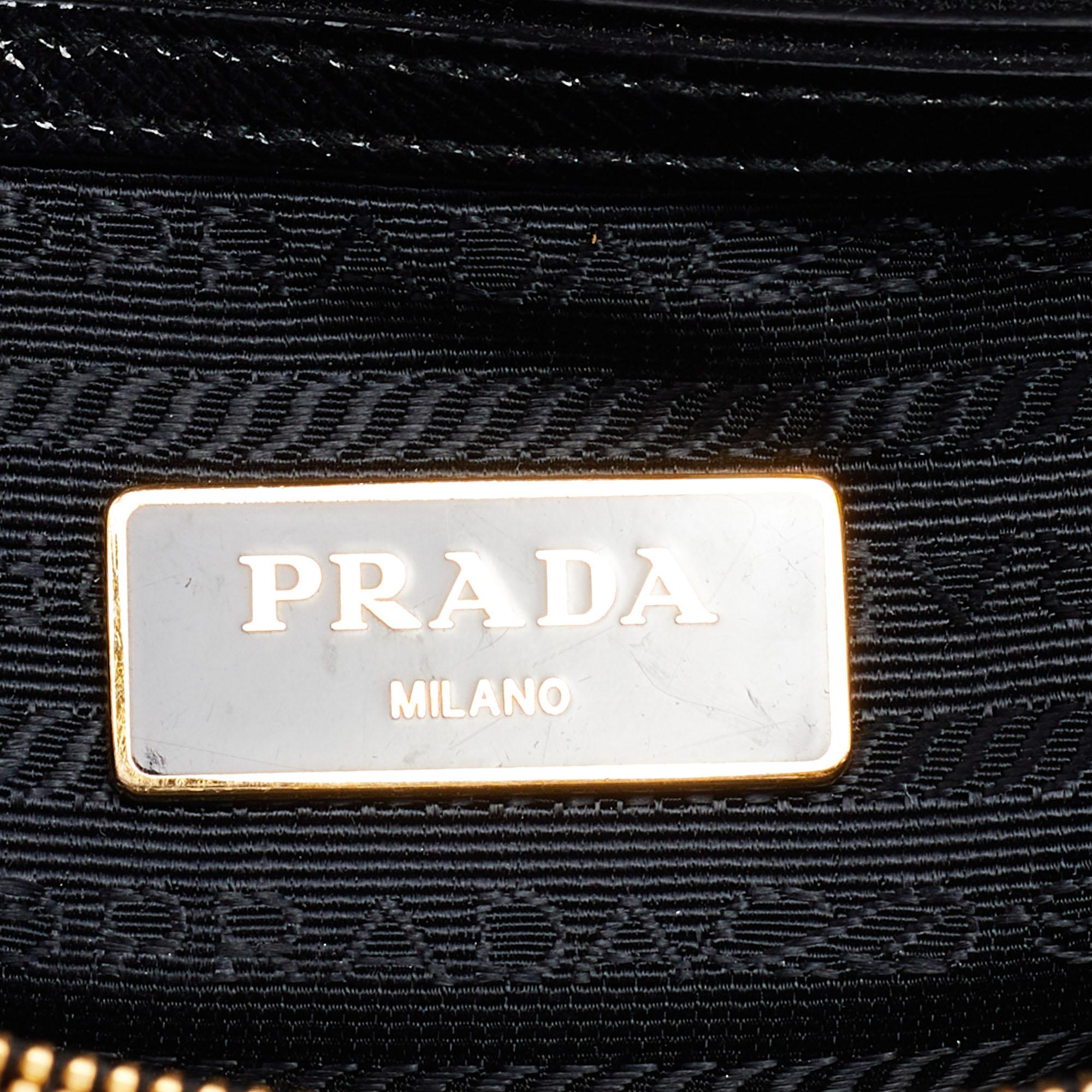 Prada Black Saffiano Vernice Leather Mini Promenade Satchel 3