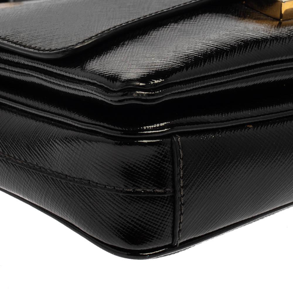 Prada Black Saffiano Vernice Leather Sound Shoulder Bag 6