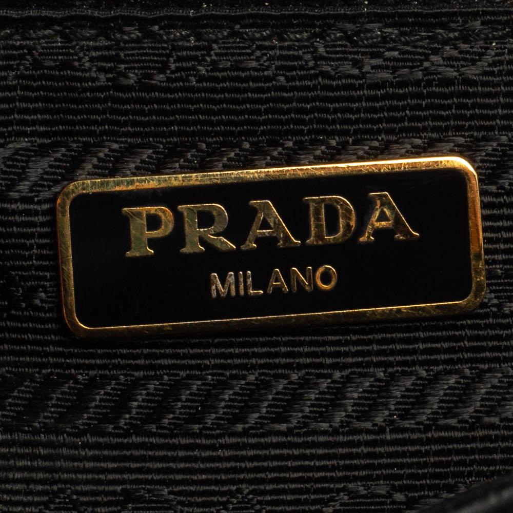 Prada Black Saffiano Vernice Leather Sound Shoulder Bag 7