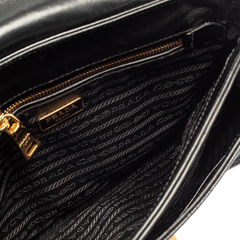 Prada Black Saffiano Vernice Leather Sound Shoulder Bag 2