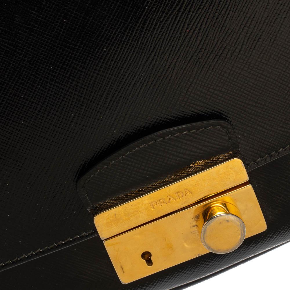 Prada Black Saffiano Vernice Leather Sound Shoulder Bag 3