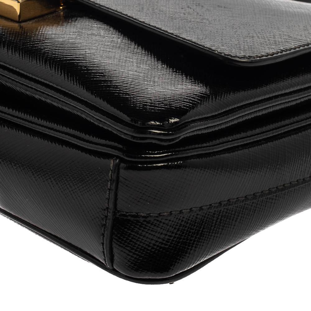 Prada Black Saffiano Vernice Leather Sound Shoulder Bag 4