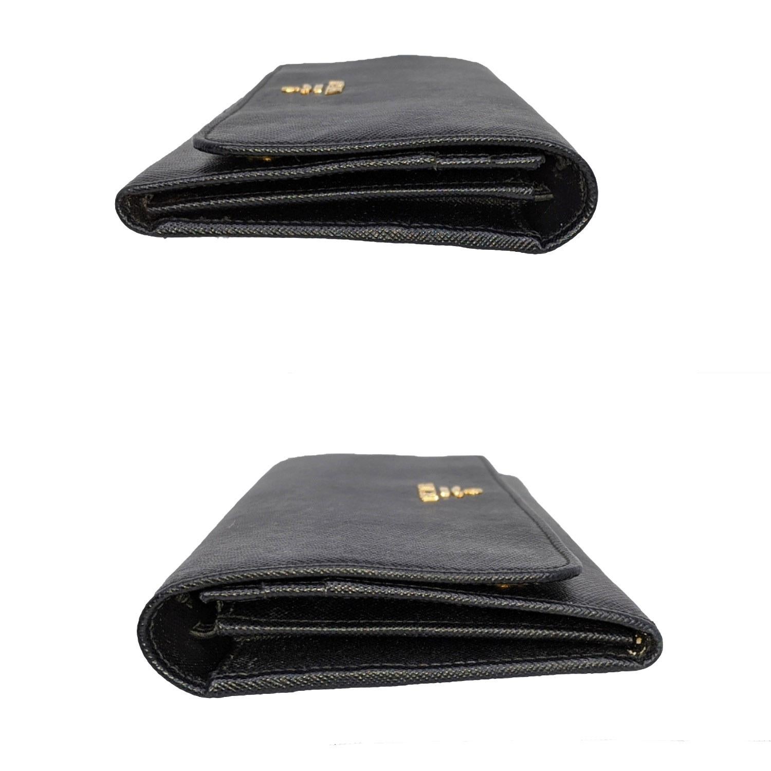 Prada Schwarz Saffiano Geldbörse auf Kette Crossbody Umhängetasche 2