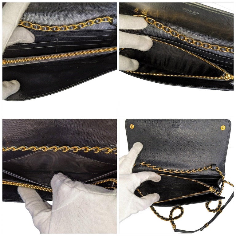 Prada Saffiano Metal Wallet On Chain - Grey Crossbody Bags, Handbags -  PRA824163
