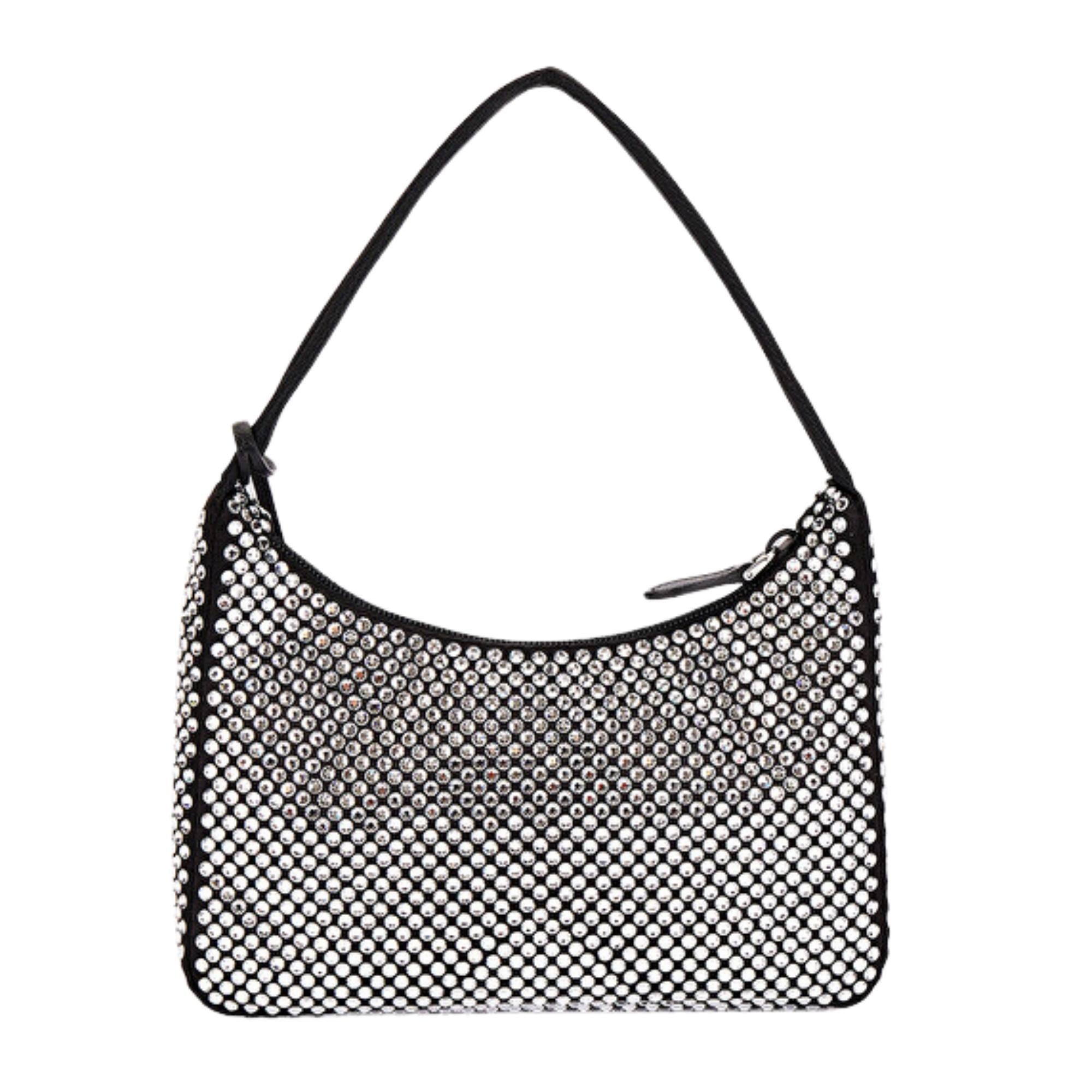 Prada Black Satin 2021 Crystal Re-edition 2000 Shoulder Bag For Sale at ...