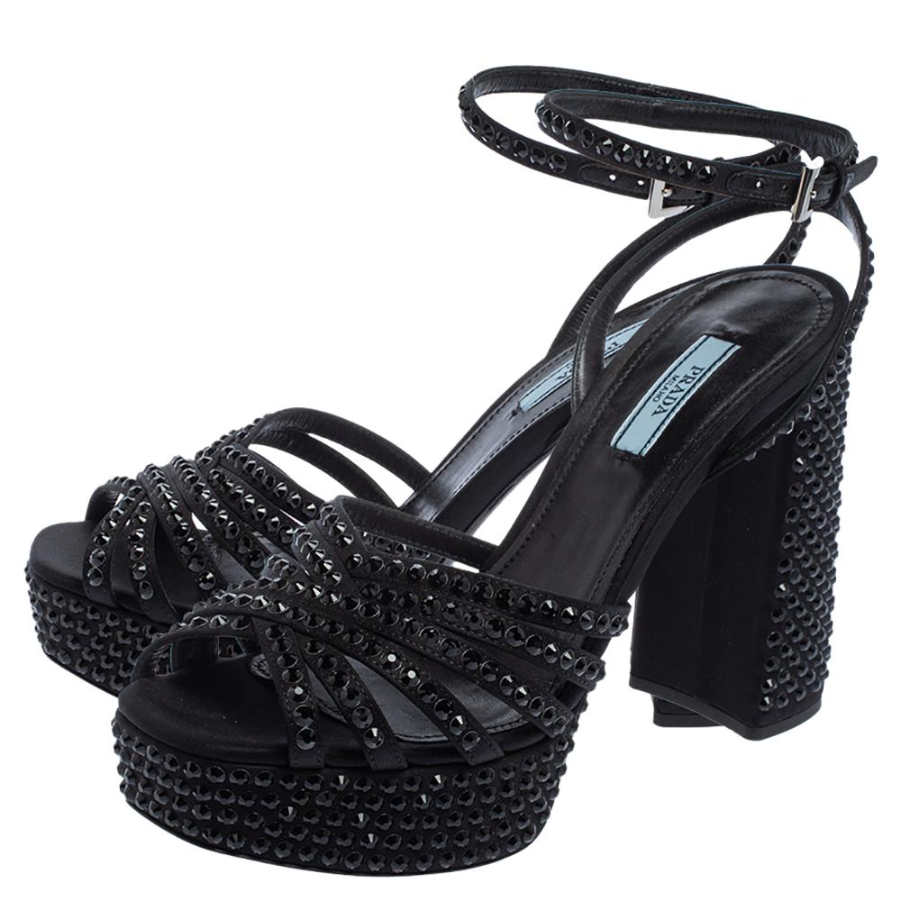 prada crystal-embellished satin platform sandals