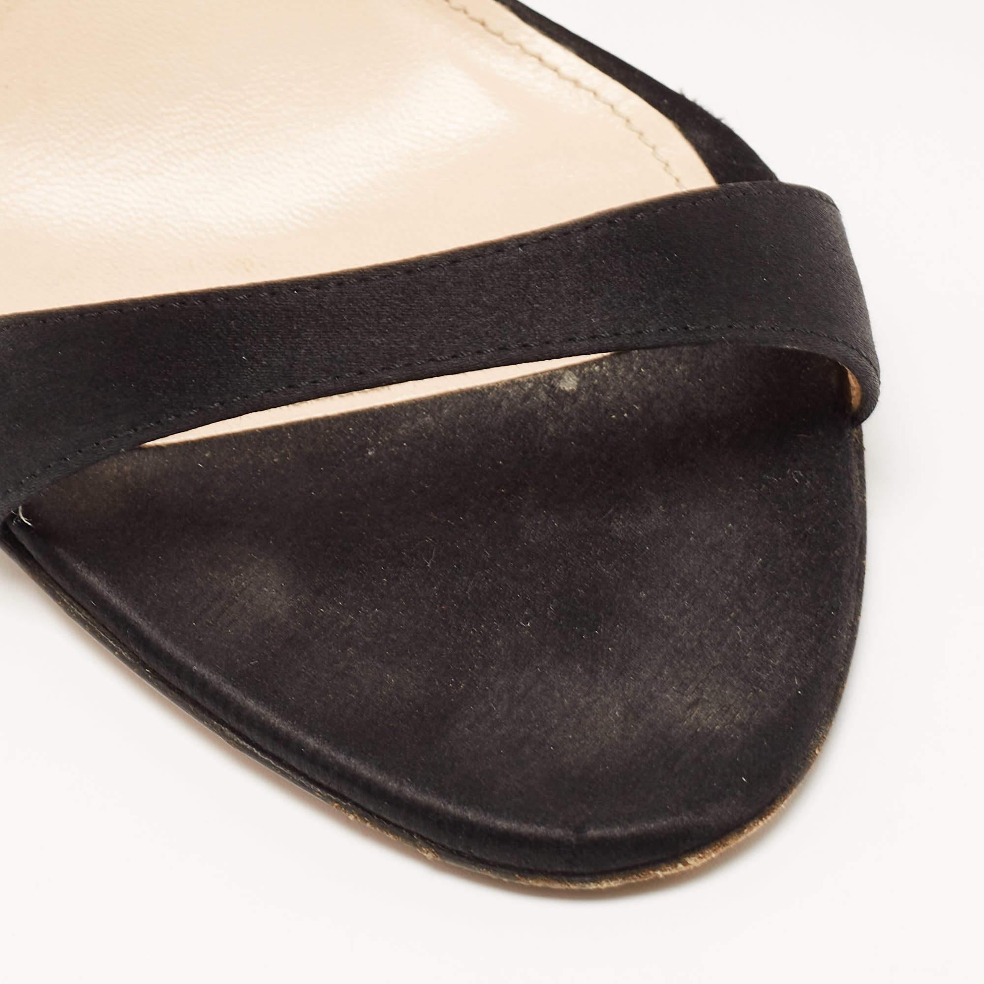 Prada Black Satin Ankle Strap Sandals Size 37.5 1