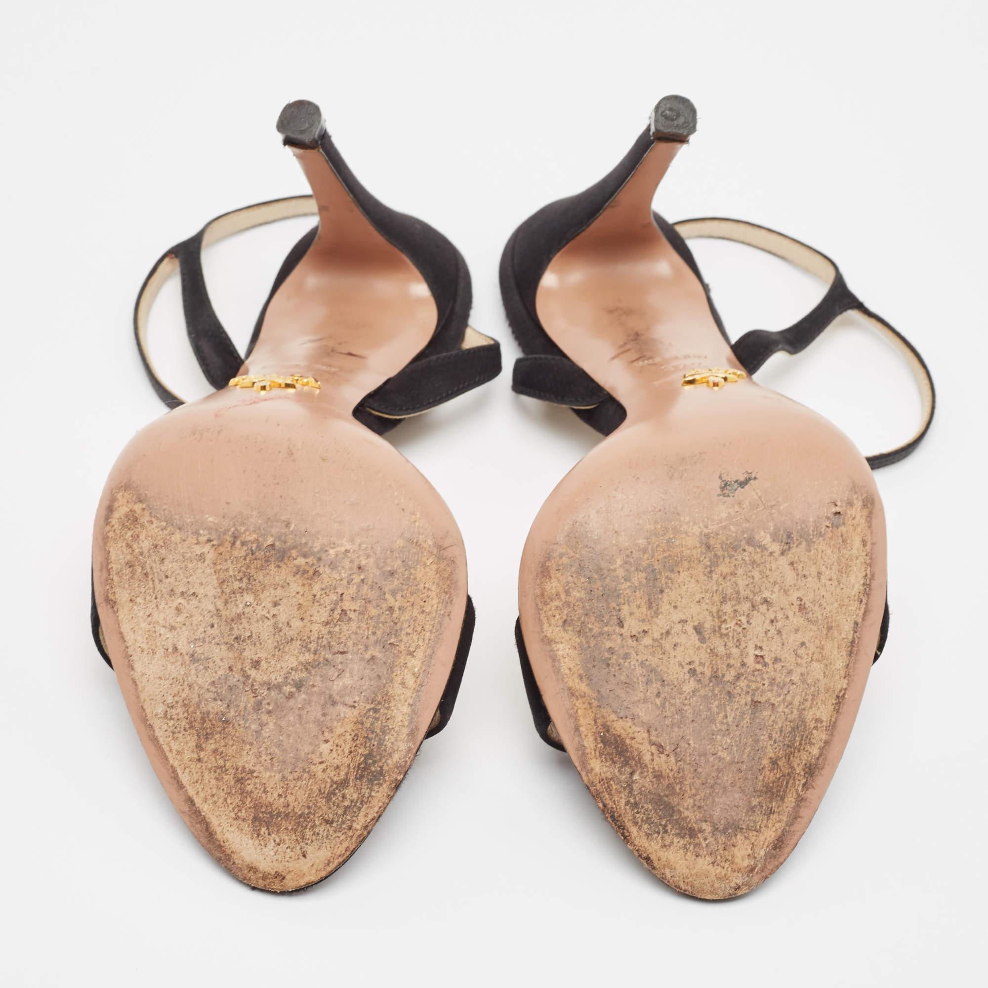 Prada - Sandales à lanières de satin noir - Taille 37,5 en vente 1