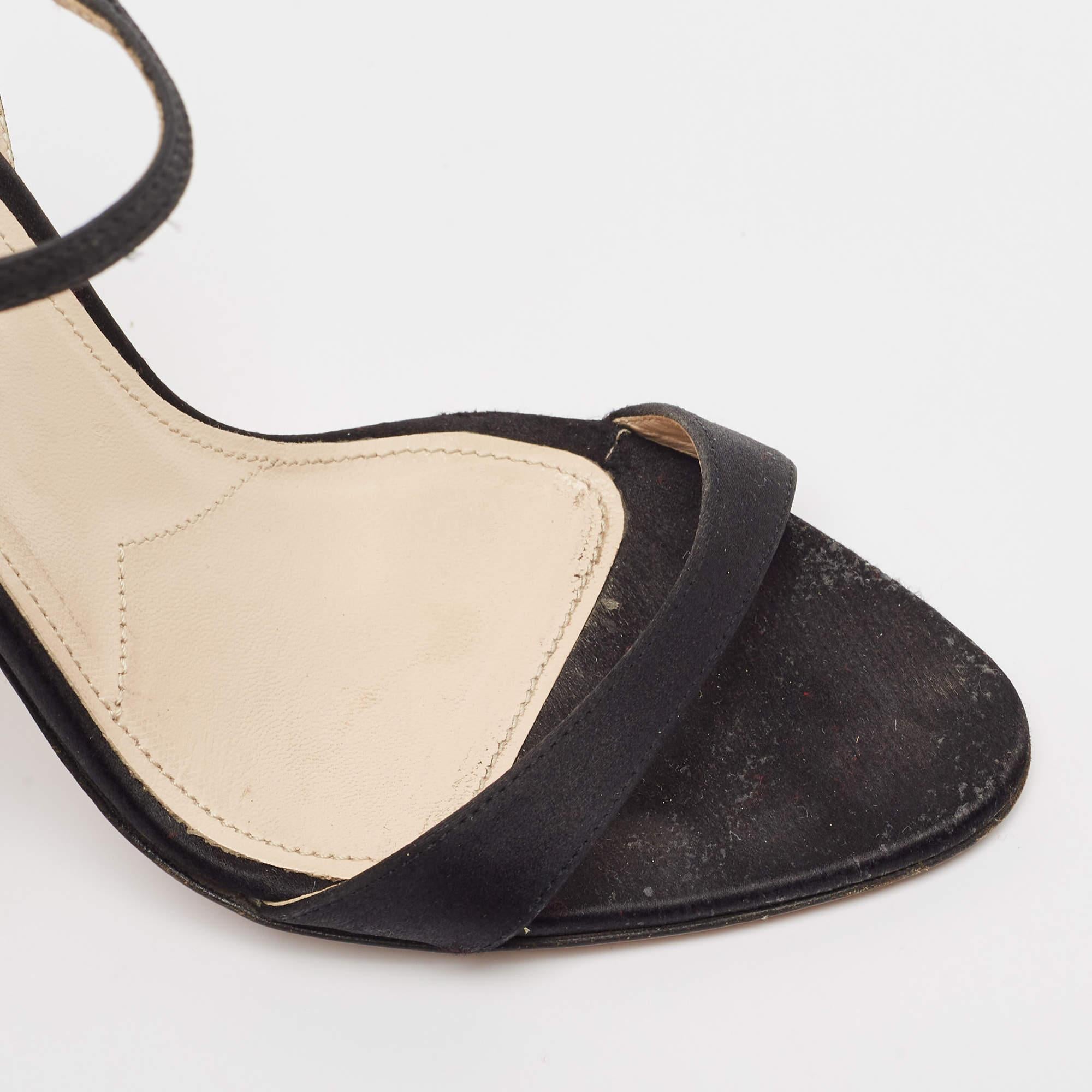 Prada - Sandales à lanières de satin noir - Taille 37,5 en vente 2