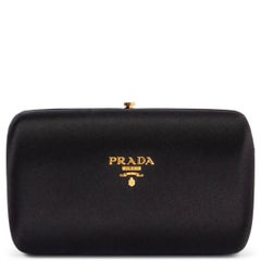 PRADA black SATIN BOX Clutch Bag