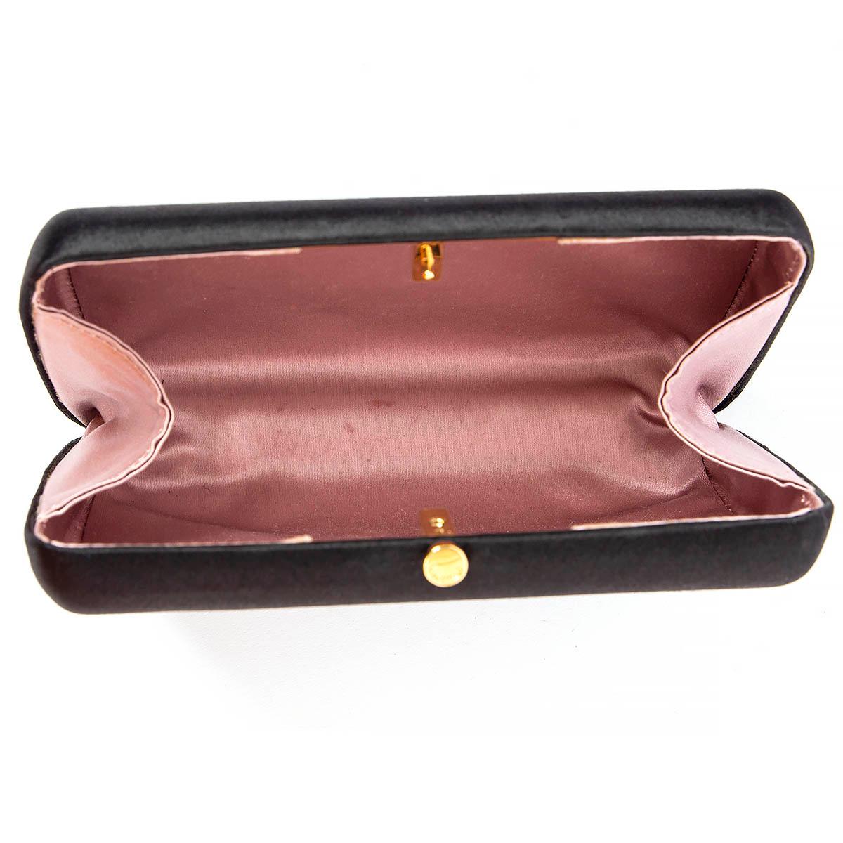 PRADA black SATIN BOX Clutch Bag In Fair Condition In Zürich, CH