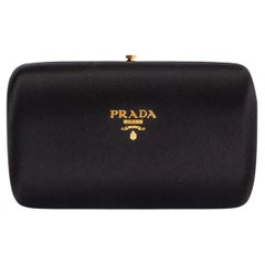 PRADA black SATIN BOX Clutch Bag