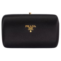 PRADA Schwarze SATIN  Box Clutch Tasche