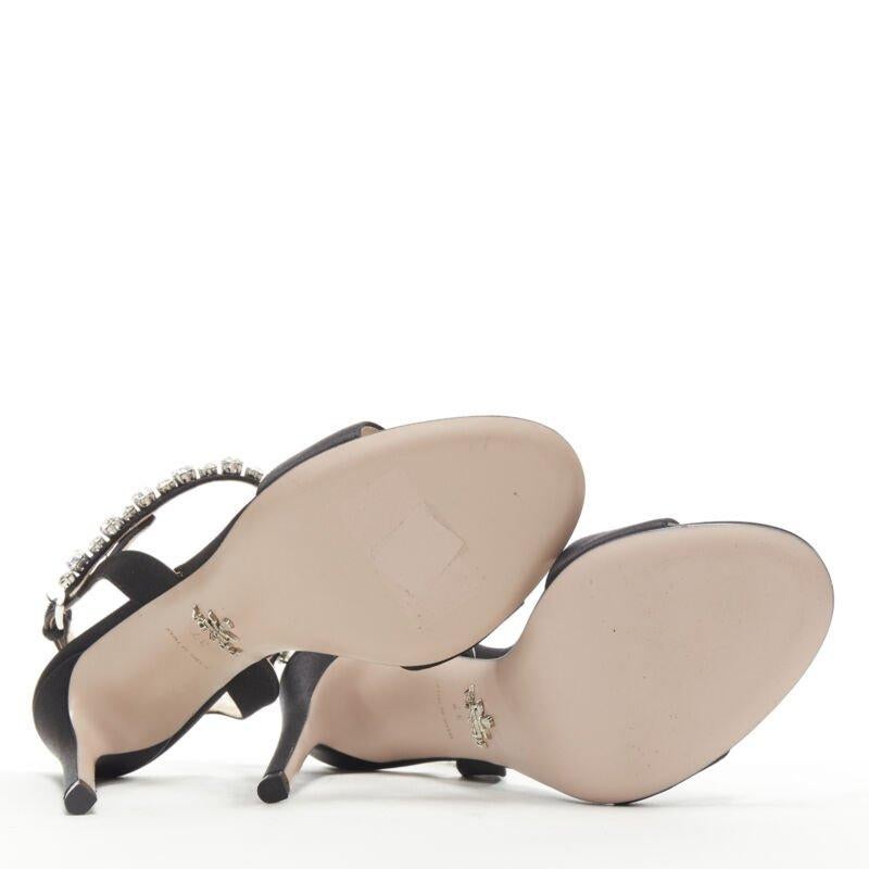 PRADA black satin crystal embellished strappy high heel sandals EU37.5 For Sale 2