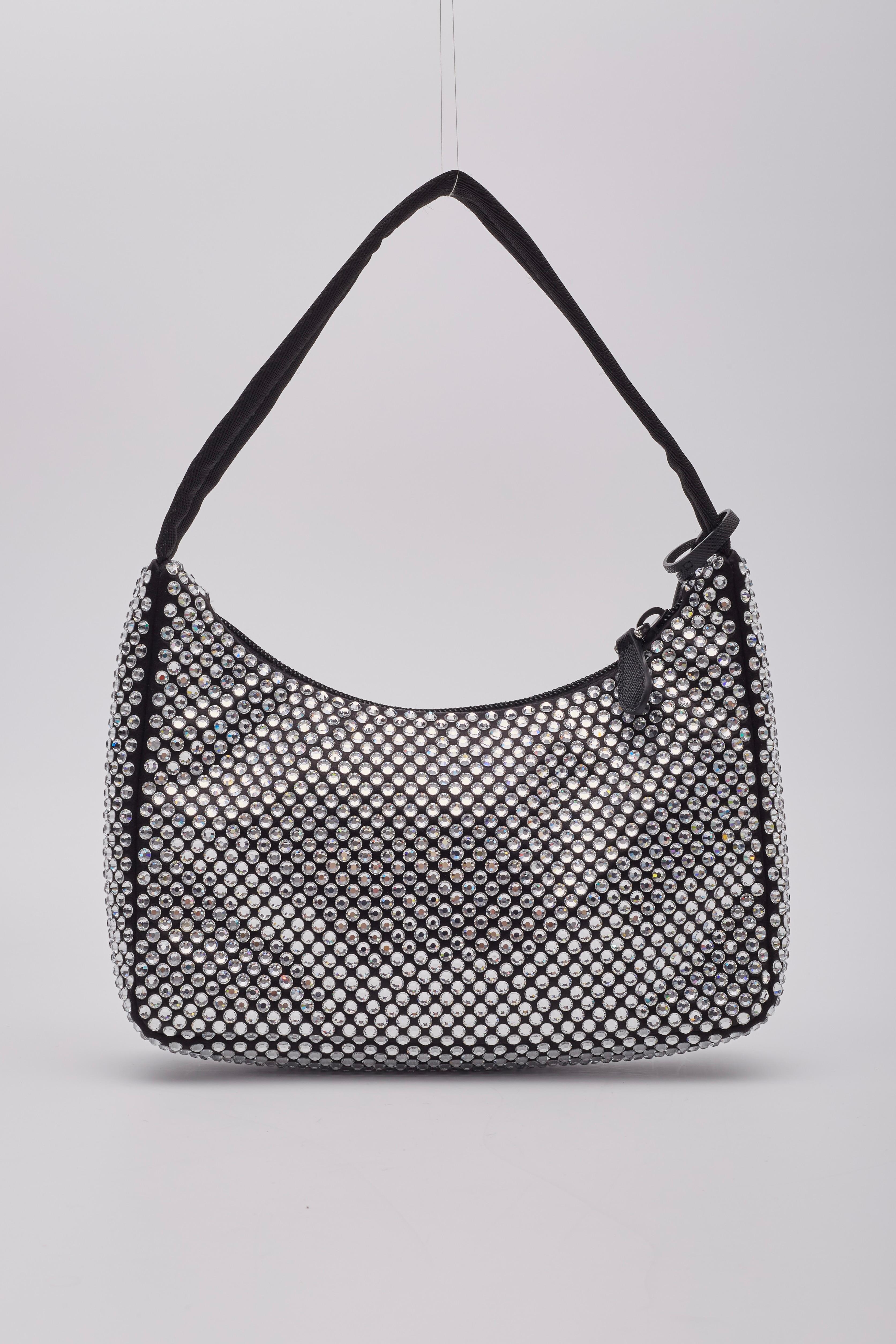 Prada - Mini sac en satin noir et cristal - Réédition 2000 Pour femmes en vente