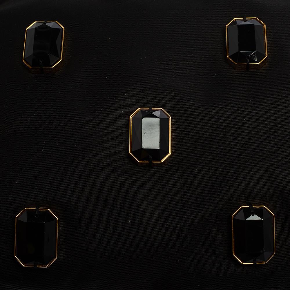 Prada Black Satin Jewel Gem Clutch In Good Condition In Dubai, Al Qouz 2