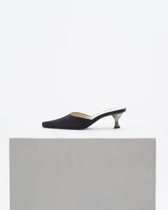 Prada black satin kitten mules