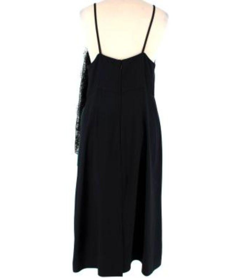 Prada black satin & lace floral applique slip dress In Good Condition For Sale In London, GB