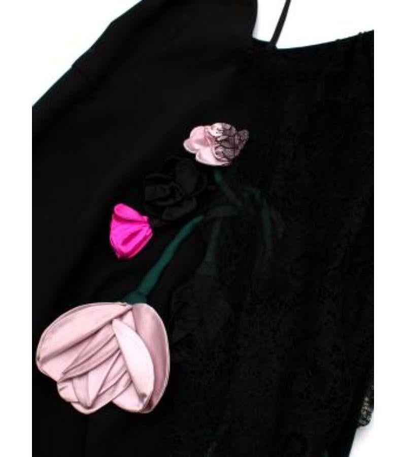 Prada black satin & lace floral applique slip dress For Sale 3