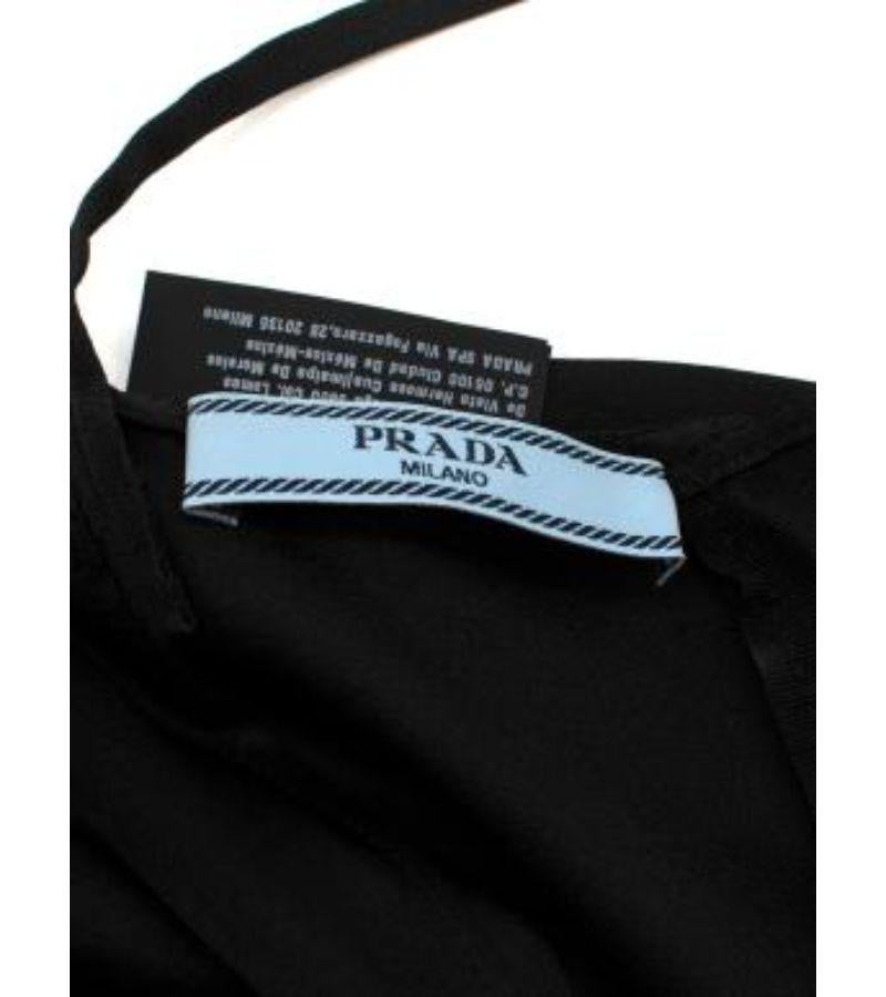 Prada black satin & lace floral applique slip dress For Sale 4