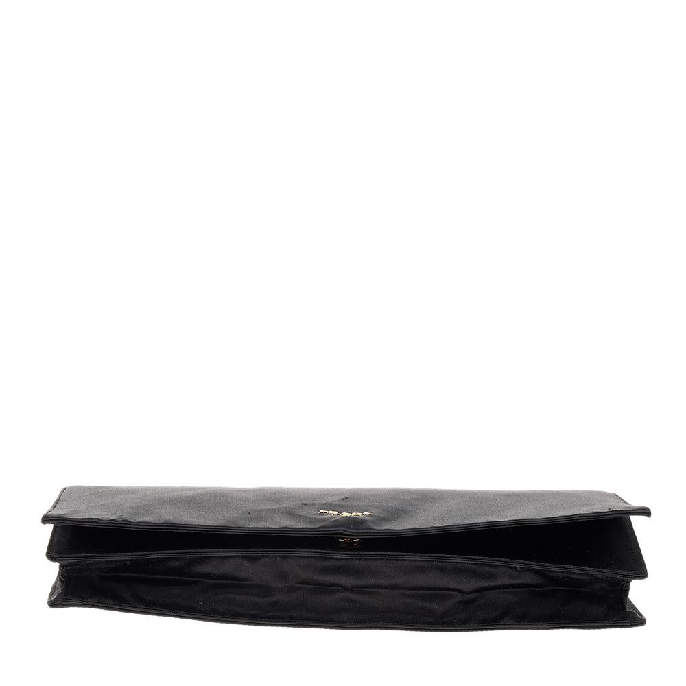 Prada Black Satin Oversize Clutch In Good Condition In Dubai, Al Qouz 2