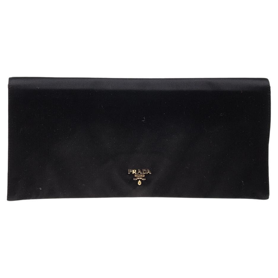 Prada Black Satin Oversize Clutch at 1stDibs