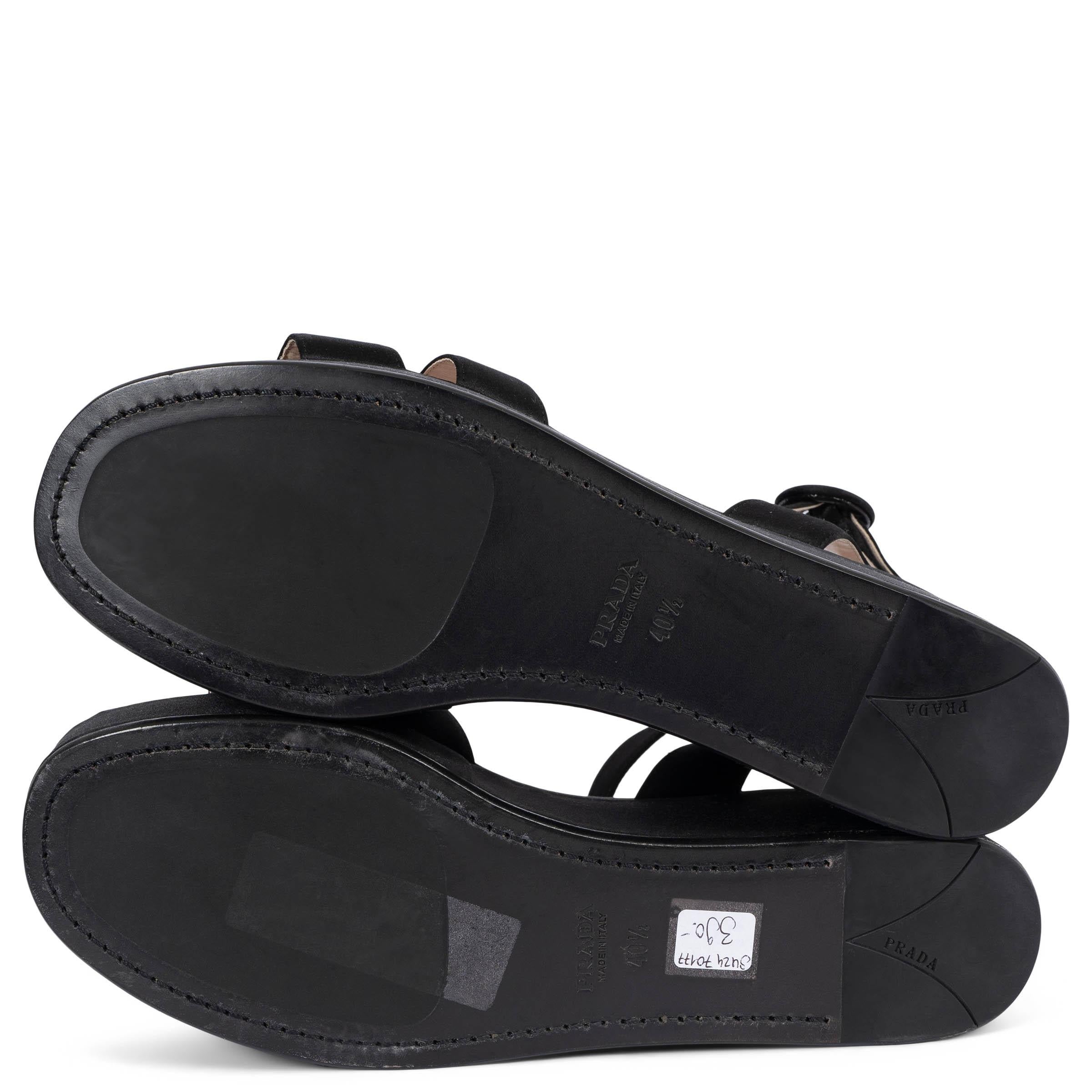 PRADA black SATIN PLATFORM Sandals Shoes 40.5 For Sale 2