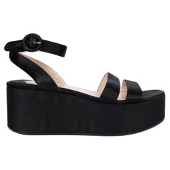PRADA Schwarz SATIN PLATFORM Sandalen Schuhe 40,5