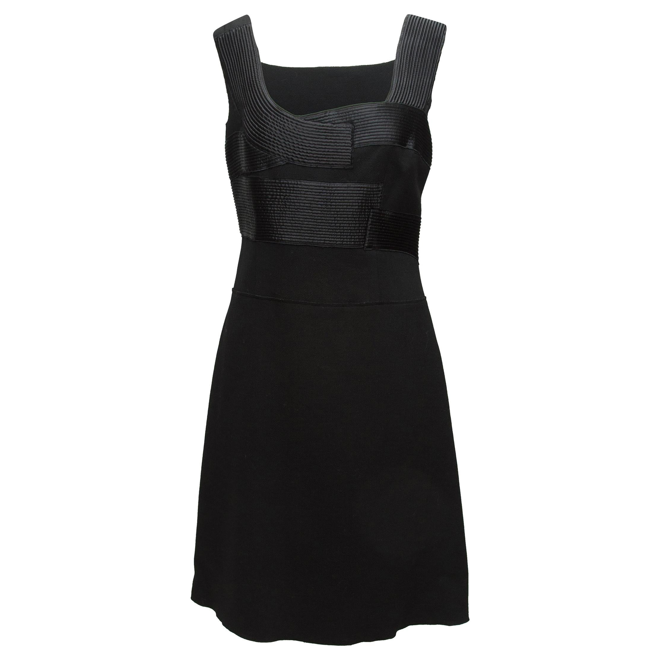 Prada Black Satin-Pleated Dress