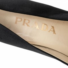 Prada Black Satin Pointed Toe Pumps Size 38.5