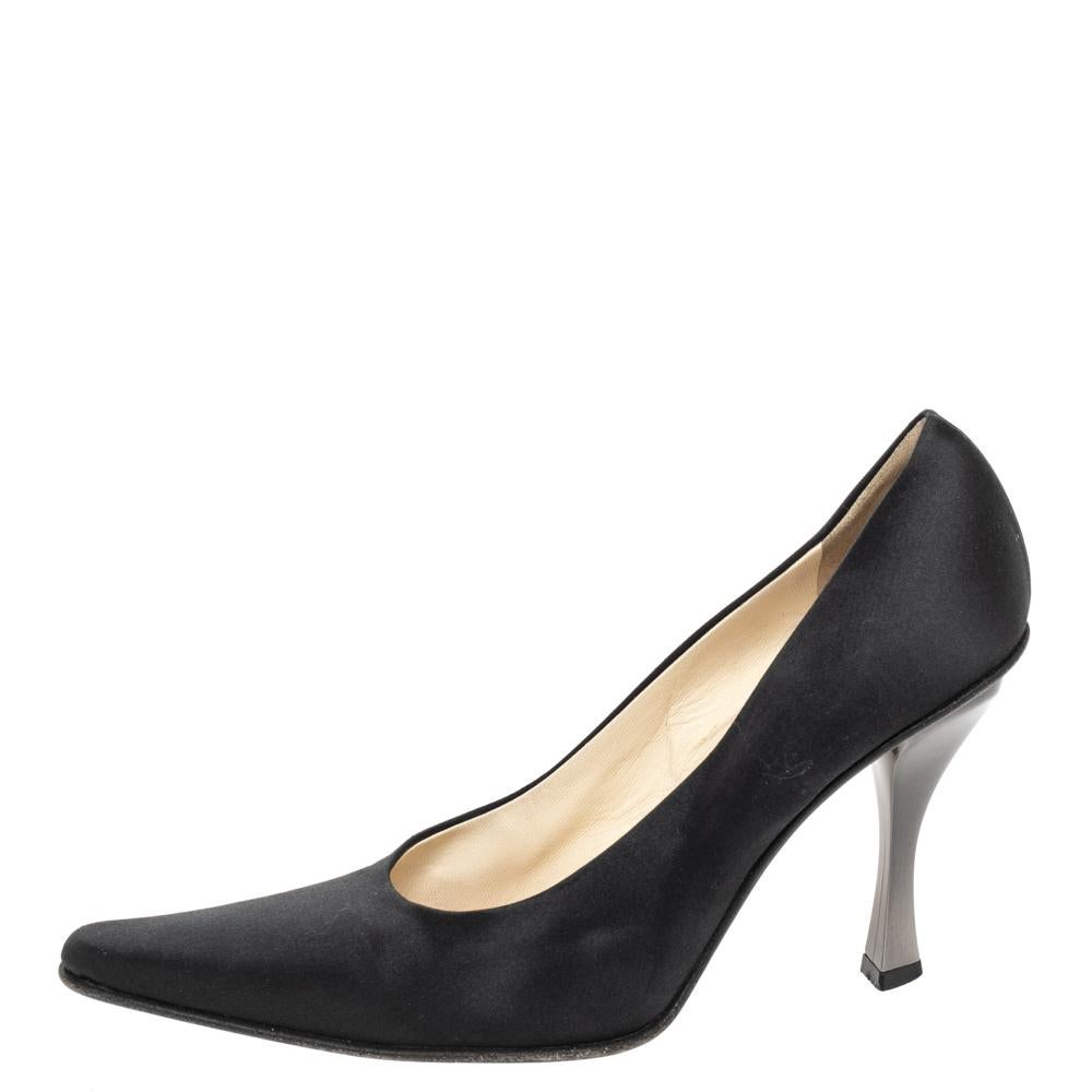 Make a classy addition to your wardrobe with these pumps by Prada. Sophisticated and stylish, they feature a black satin exterior and a slip-on style. The beautifully crafted pumps will amp up your look of the day.