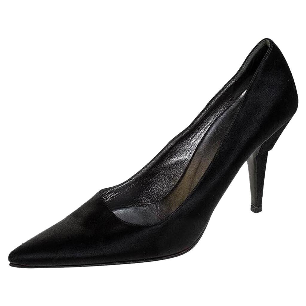 Prada Black Satin Pointed Toe Pumps Size 39