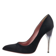 Prada Black Satin Pointed Toe Pumps Size 39.5