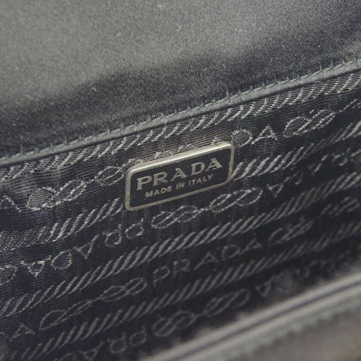 Prada Black Satin Small Mini Plastic Top Handle Satchel Kelly Style Evening Bag In Good Condition In Chicago, IL