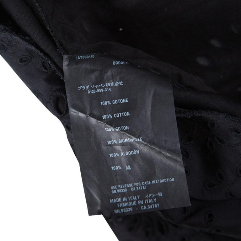Prada Black Schiffli Embroidered Cotton A Line Skirt M at 1stDibs | rn98339