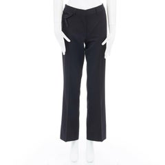 PRADA black sequin bead embellish detail straight leg tailored pants IT40 28"