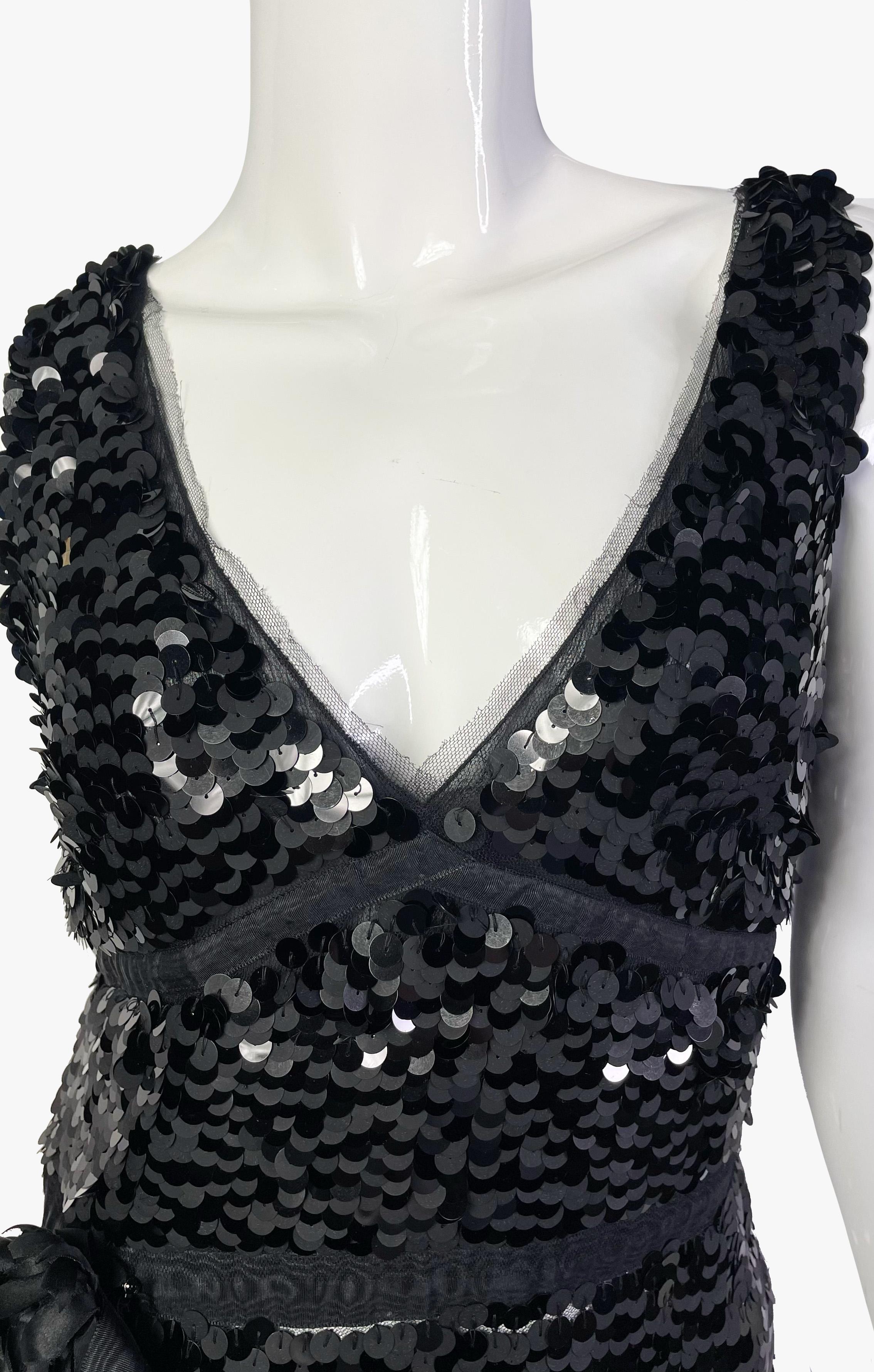 Prada black sequined cocktail silk dress  In Good Condition In New York, NY