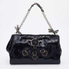 Prada Schwarz Pailletten Kette Pochette