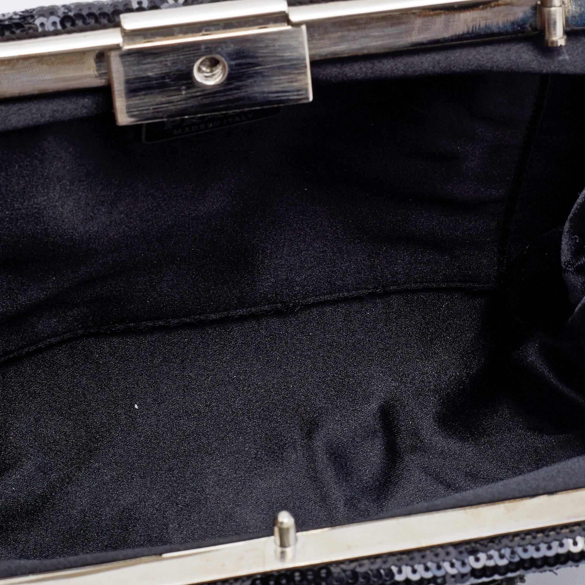 Prada Black Sequins Chain Pochette 2