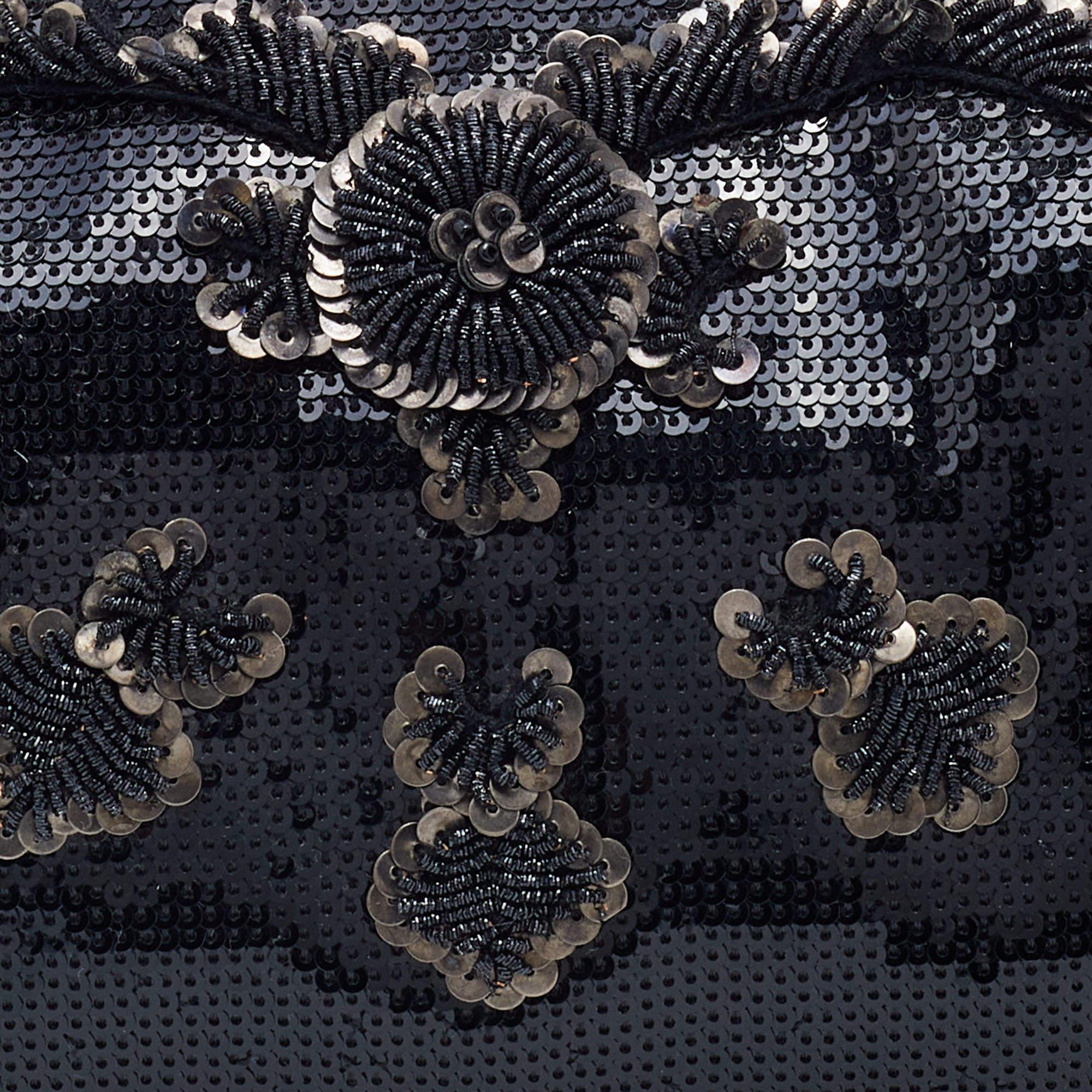 Prada Black Sequins Chain Pochette 3