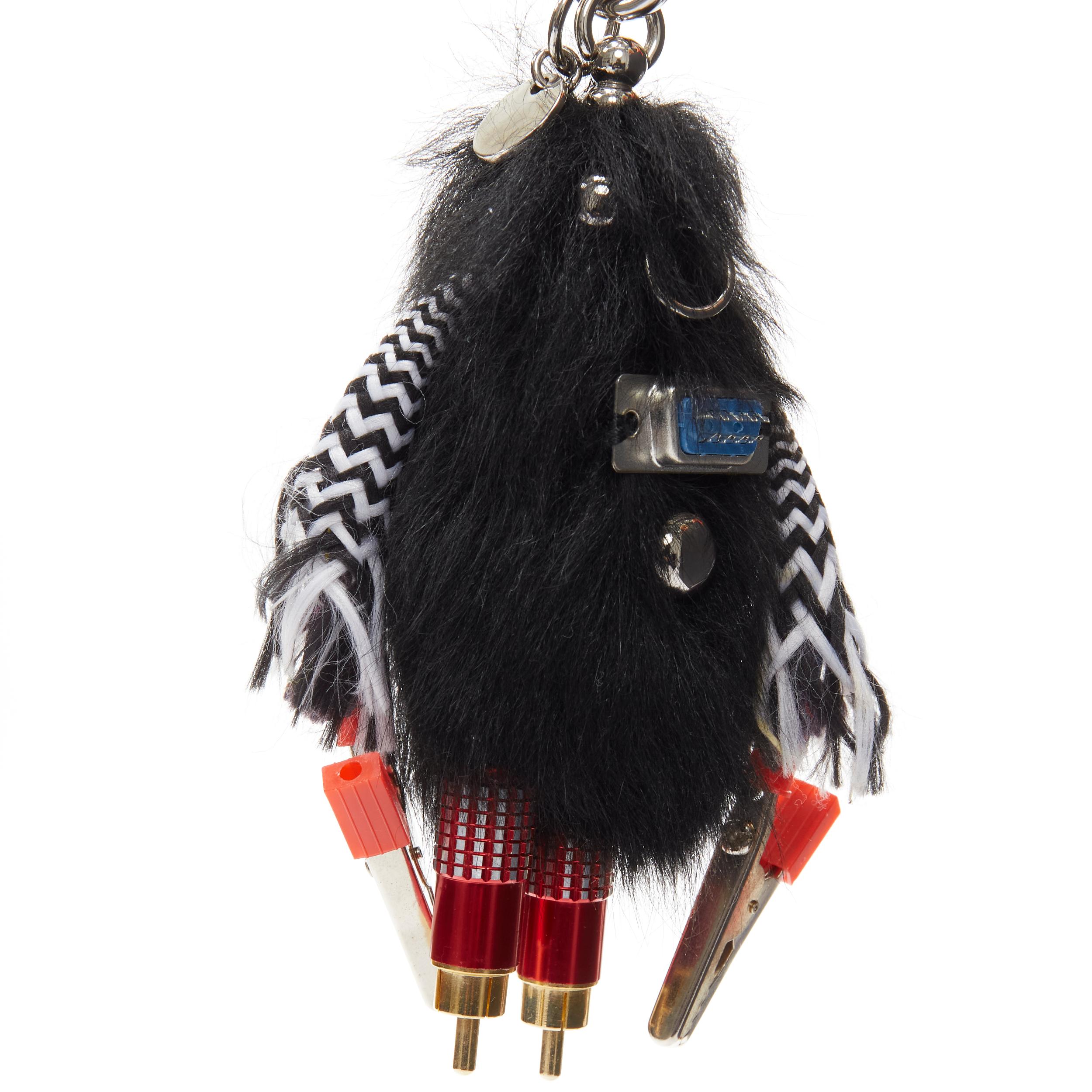 PRADA black sheep fur bolt hardware hand monster robot charm key ring 2